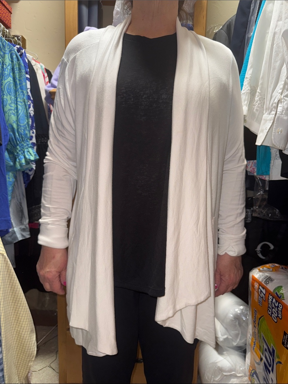 Athleta Lightweight White Draped Open Pranayama Wrap